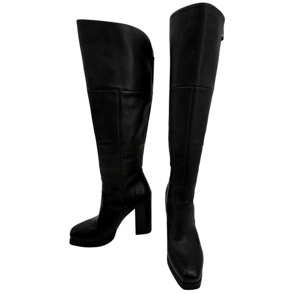 Circus Sam Edelman Black Leather Knee High Platform Boots • Y2K Goth Baddie Edgy - Picture 3 of 16